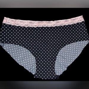 Victoria's Secret Black and Pink Polka Dot Panties Hiphugger Small NWT